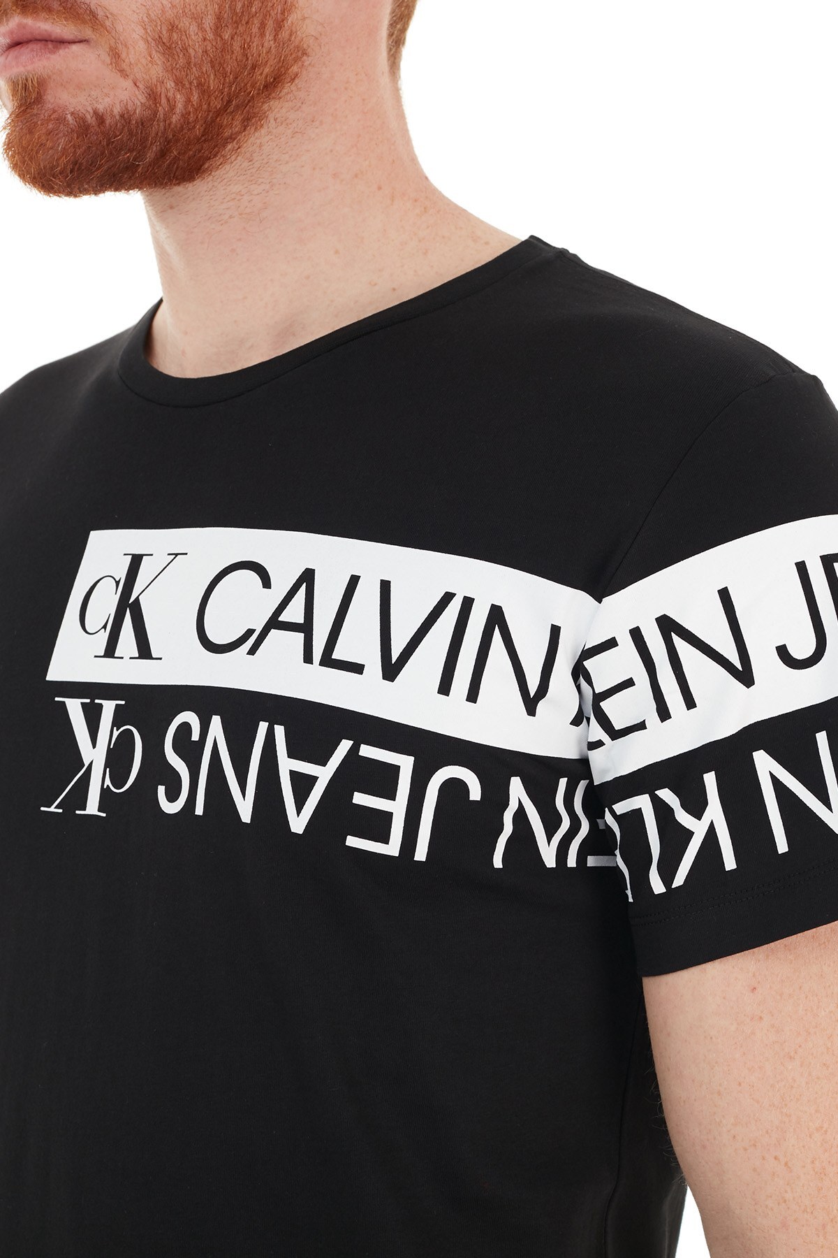 Calvin Klein Regular Fit Baskılı Bisiklet Yaka % 100 Pamuk Erkek T Shirt J30J317086 BEH SİYAH