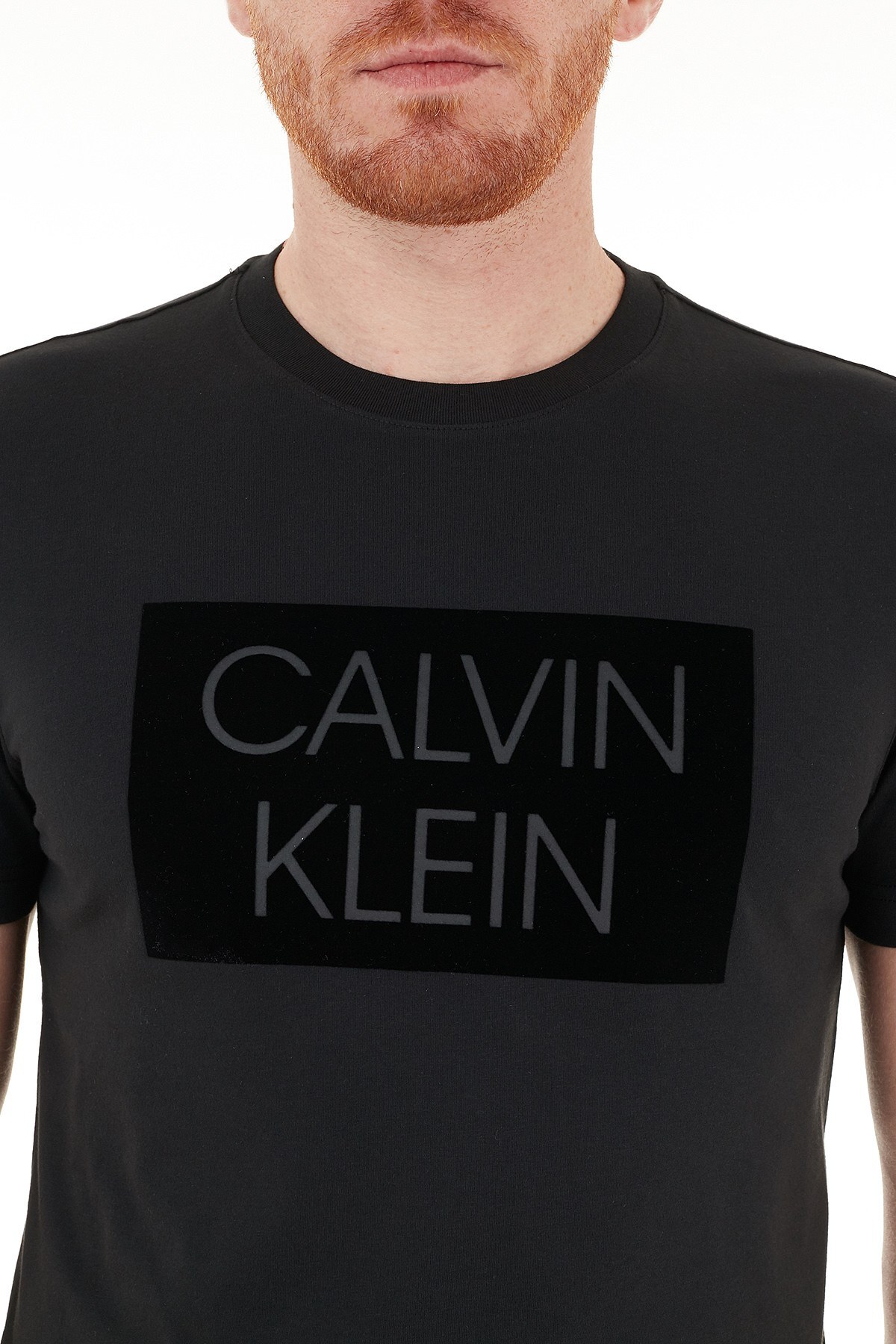 Calvin Klein Regular Fit Baskılı Bisiklet Yaka % 100 Pamuk Erkek T Shirt K10K106496 BEH SİYAH