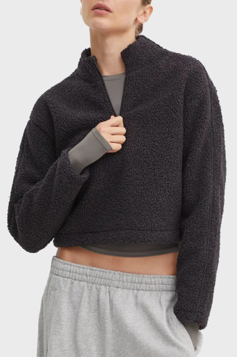 Calvin Klein Regular Fit Crop 00GWF4W307BAE Bayan Sweat 00GWF4W307 BAE SİYAH - 6