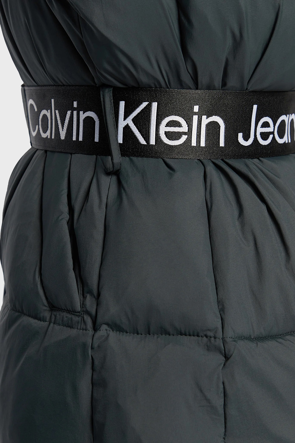 Calvin Klein Regular Fit Kemerli Dik Yaka Şişme Bayan Mont J20J219828 L7E HAKİ