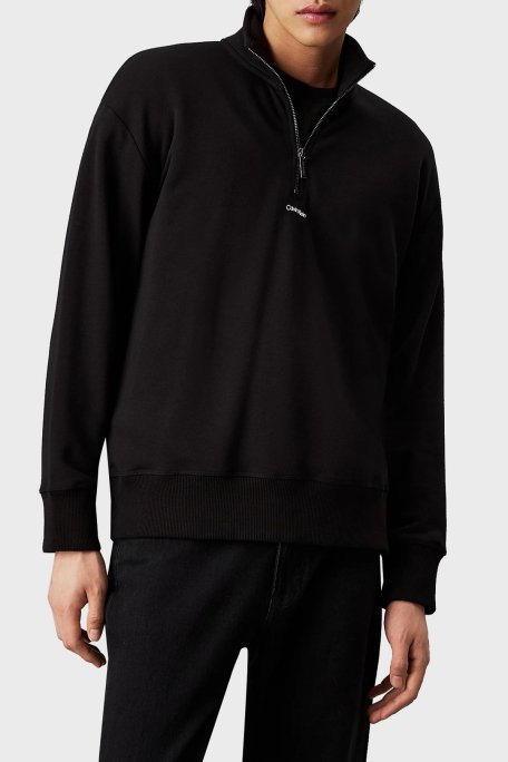 Calvin Klein Regular Fit Pamuklu Yarım Fermuarlı Dik Yaka K10K113569BEH Erkek Sweat K10K113569 BEH SİYAH - 1