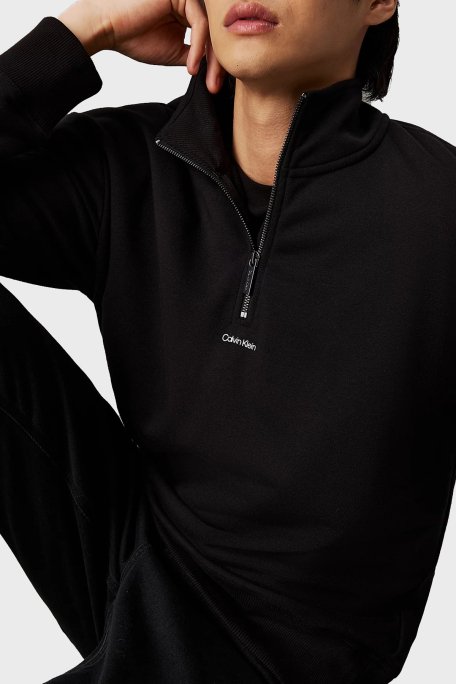 Calvin Klein Regular Fit Pamuklu Yarım Fermuarlı Dik Yaka K10K113569BEH Erkek Sweat K10K113569 BEH SİYAH - 2