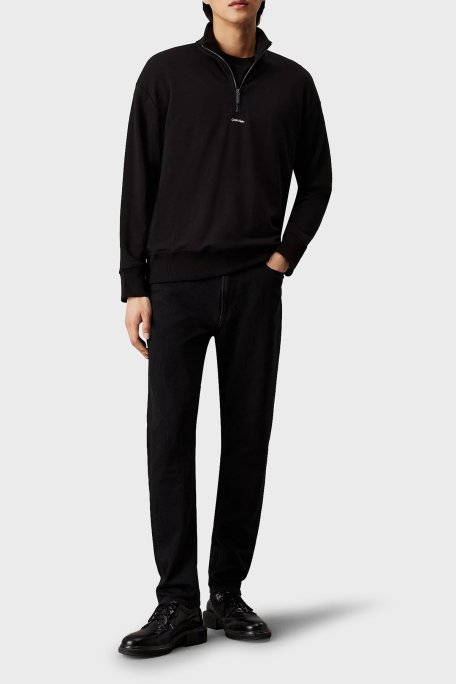 Calvin Klein Regular Fit Pamuklu Yarım Fermuarlı Dik Yaka K10K113569BEH Erkek Sweat K10K113569 BEH SİYAH - 4