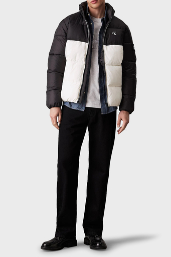 Calvin Klein Regular Fit Renk Bloklu Şişme J30J325584YBI Erkek Mont J30J325584 YBI SİYAH-BEYAZ - 3