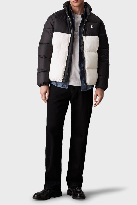 Calvin Klein Regular Fit Renk Bloklu Şişme J30J325584YBI Erkek Mont J30J325584 YBI SİYAH-BEYAZ - 2