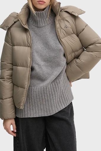Calvin Klein Regular Fit Su İtici Çıkarılabilir Kapüşonlu Kısa Şişme J20J223571PAV Bayan Mont J20J223571 PAV HAKİ - 7