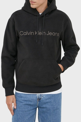 Calvin Klein - Calvin Klein Relaxed Fit Pamuklu Kapüşonlu Kanguru Cepli Erkek Sweat J30J322193 BEH SİYAH