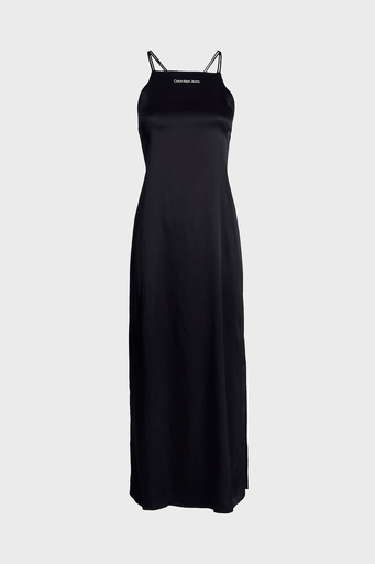 Calvin Klein Saten Fitted Sırtı Açık Yırtmaçlı Uzun J20J220761BEH Bayan Elbise J20J220761 BEH SİYAH - 5