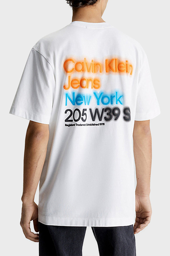 Calvin Klein Sırt Baskılı Bisiklet Yaka Organik Pamuklu Relaxed Fit Erkek T Shirt J30J322881 YAF BEYAZ - 2