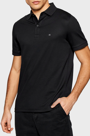 Calvin Klein - Calvin Klein Slim Fit % 100 Pamuk Düğmeli T Shirt Erkek Polo K10K107090 BEH SİYAH