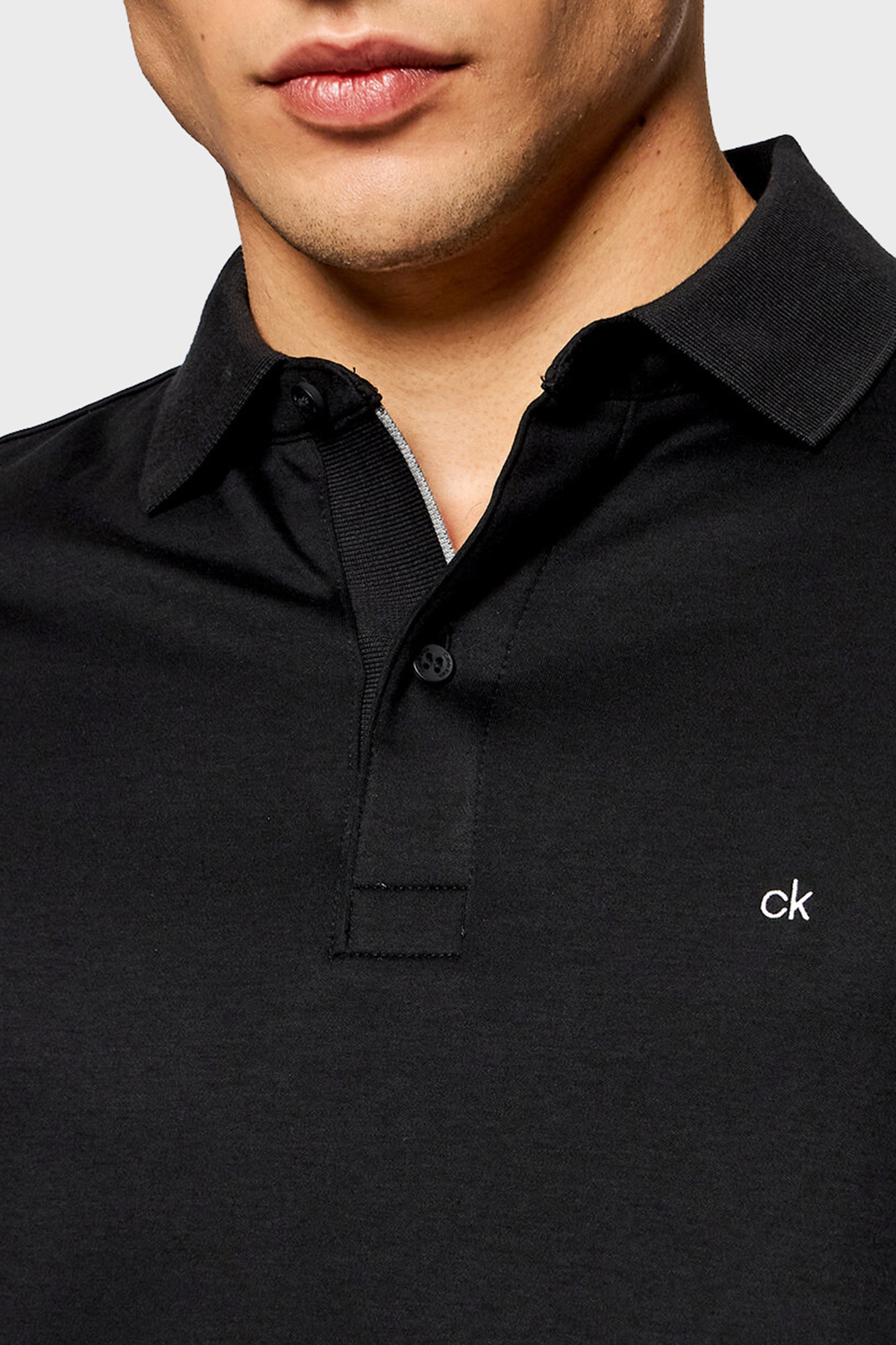 Calvin Klein Slim Fit % 100 Pamuk Düğmeli T Shirt Erkek Polo K10K107090 BEH SİYAH