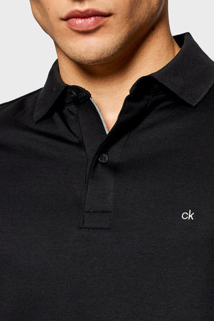 Calvin Klein - Calvin Klein Slim Fit % 100 Pamuk Düğmeli T Shirt Erkek Polo K10K107090 BEH SİYAH (1)