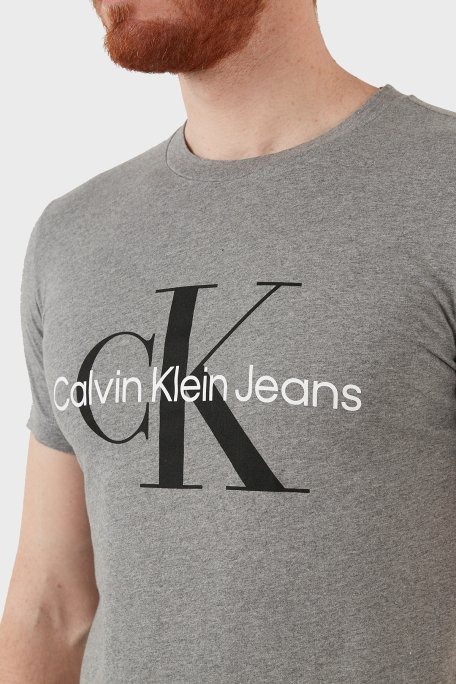 Calvin Klein Slim Fit Bisiklet Yaka % 100 Pamuk Erkek T Shirt J30J320935 P2D GRİ - 6