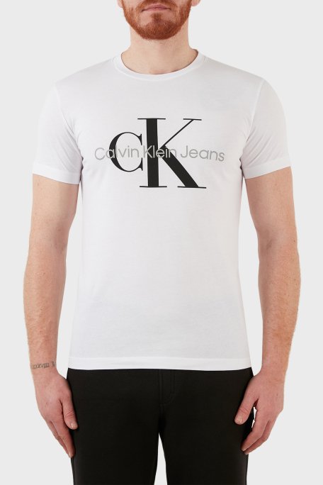 Calvin Klein Slim Fit Bisiklet Yaka % 100 Pamuk Erkek T Shirt J30J320935 YAF BEYAZ - 1