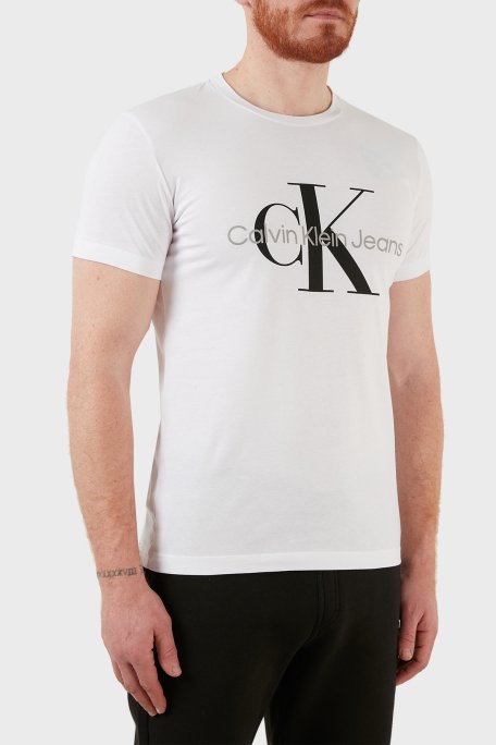 Calvin Klein Slim Fit Bisiklet Yaka % 100 Pamuk Erkek T Shirt J30J320935 YAF BEYAZ - 2