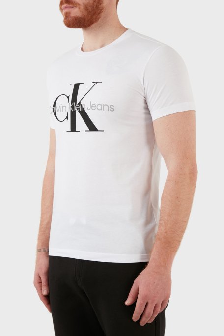 Calvin Klein Slim Fit Bisiklet Yaka % 100 Pamuk Erkek T Shirt J30J320935 YAF BEYAZ - 3