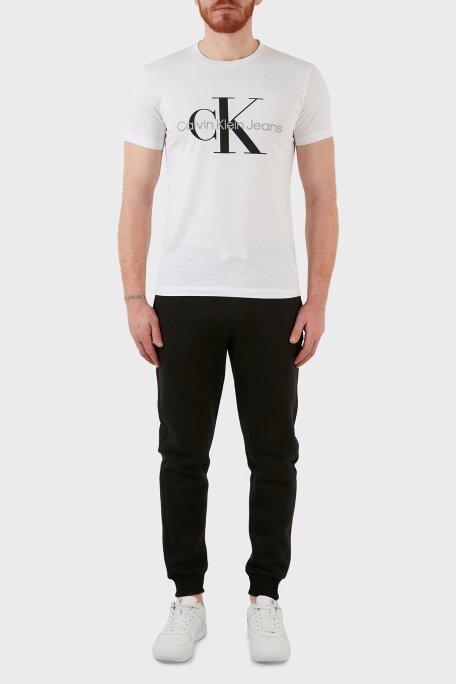 Calvin Klein Slim Fit Bisiklet Yaka % 100 Pamuk Erkek T Shirt J30J320935 YAF BEYAZ - 4