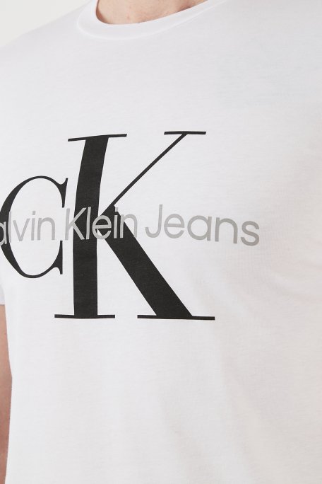 Calvin Klein Slim Fit Bisiklet Yaka % 100 Pamuk Erkek T Shirt J30J320935 YAF BEYAZ - 6