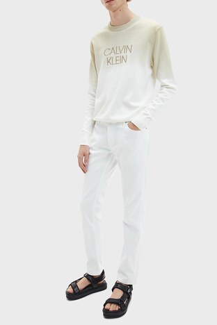 Calvin Klein - Calvin Klein Slim Fit Pamuklu Jeans Erkek Kot Pantolon K10K107198 0K4 BEYAZ