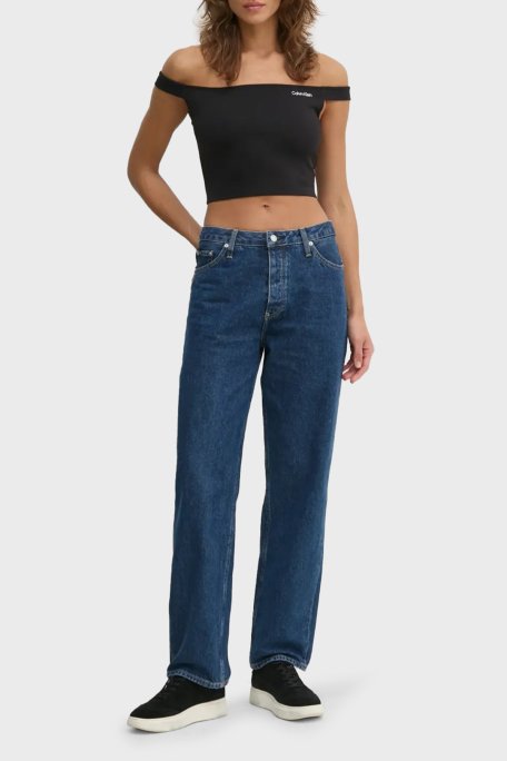 Calvin Klein Streç Logolu Slim Fit Kayık Yaka J20J225542BEH Bayan Top J20J225542 BEH SİYAH - 2