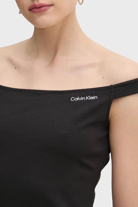 Calvin Klein Streç Logolu Slim Fit Kayık Yaka Mini Boy J20J225541BEH Bayan Elbise J20J225541 BEH SİYAH - 2