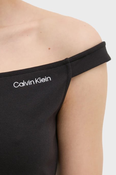 Calvin Klein Streç Logolu Slim Fit Kayık Yaka Mini Boy J20J225541BEH Bayan Elbise J20J225541 BEH SİYAH - 4