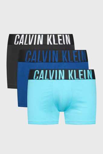 Calvin Klein Streç Pamuklu 3 Pack 000NB3608ALXS Erkek Boxer 000NB3608A LXS Mavi-Gri-Turkuaz - 1