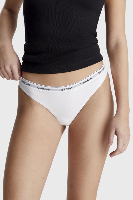 Calvin Klein Streç Pamuklu 3 Pack Tanga 000QD5209E100 Bayan Külot 000QD5209E 100 BEYAZ - 2