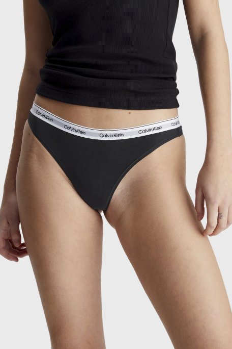 Calvin Klein Streç Pamuklu 3 Pack Tanga 000QD5209EUB1 Bayan Külot 000QD5209E UB1 SİYAH - 2
