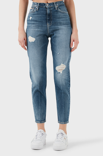 Calvin Klein Streç Pamuklu Mom Fit Yüksek Bel Boru Paça Jeans J20J2245131A4 Bayan Kot Pantolon J20J224513 1A4 MAVİ - 2