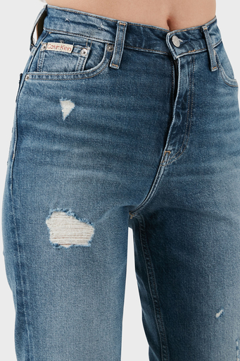 Calvin Klein Streç Pamuklu Mom Fit Yüksek Bel Boru Paça Jeans J20J2245131A4 Bayan Kot Pantolon J20J224513 1A4 MAVİ - 5