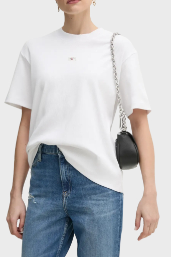 Calvin Klein Streç Pamuklu Oversize Fit Bisiklet Yaka J20J225247 YAA Bayan T Shirt J20J225247 YAA BEYAZ - 1