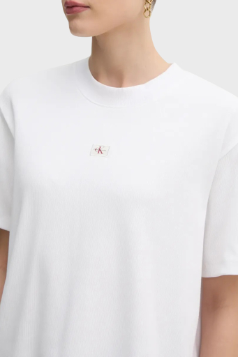 Calvin Klein Streç Pamuklu Oversize Fit Bisiklet Yaka J20J225247 YAA Bayan T Shirt J20J225247 YAA BEYAZ - 4