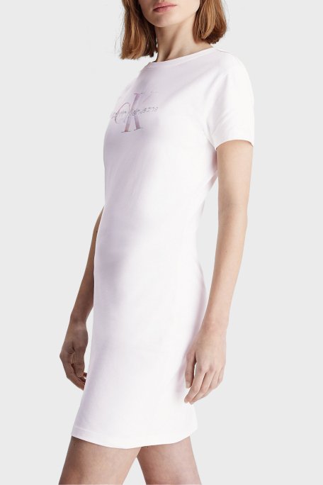 Calvin Klein Streç Pamuklu Regular Fit Mini J20J223056YAF Bayan Elbise J20J223056 YAF BEYAZ - 1