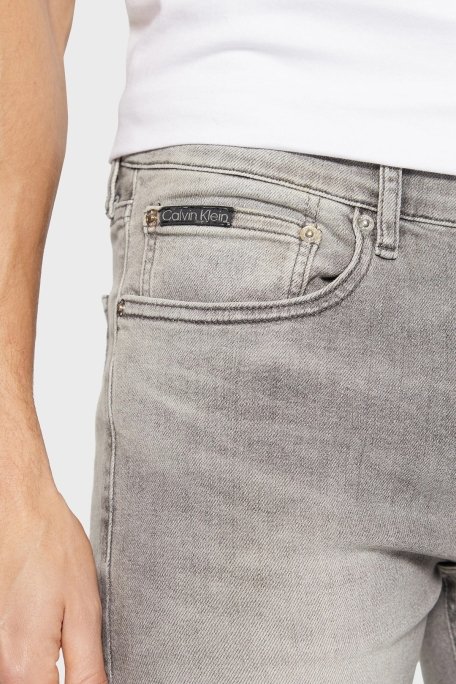 Calvin Klein Streç Pamuklu Skinny Fit Normal Bel Dar Paça Jeans J30J3265621BZ Erkek Kot Pantolon J30J326562 1BZ GRİ - 3