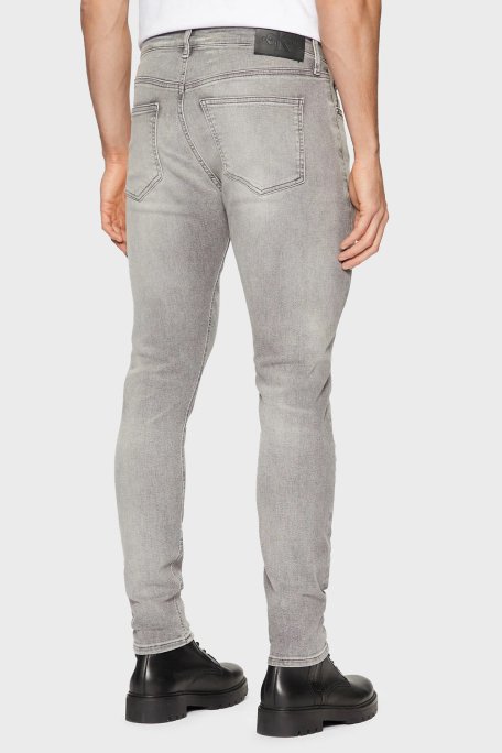 Calvin Klein Streç Pamuklu Skinny Fit Normal Bel Dar Paça Jeans J30J3265621BZ Erkek Kot Pantolon J30J326562 1BZ GRİ - 5