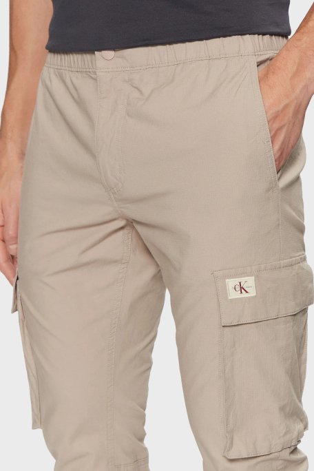 Calvin Klein Streç Pamuklu Skinny Fit Normal Bel Jogger J30J327614PAN Erkek Pantolon J30J327614 PAN BEJ - 4