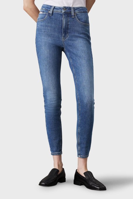Calvin Klein Streç Pamuklu Skinny Fit Yüksek Bel Süper Dar Paça Jeans J20J2245221A4 Bayan Kot Pantolon J20J224522 1A4 MAVİ - 1