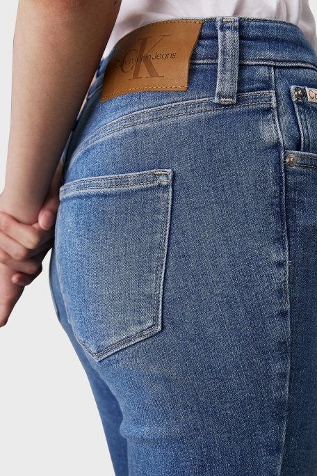 Calvin Klein Streç Pamuklu Skinny Fit Yüksek Bel Süper Dar Paça Jeans J20J2245221A4 Bayan Kot Pantolon J20J224522 1A4 MAVİ - 5