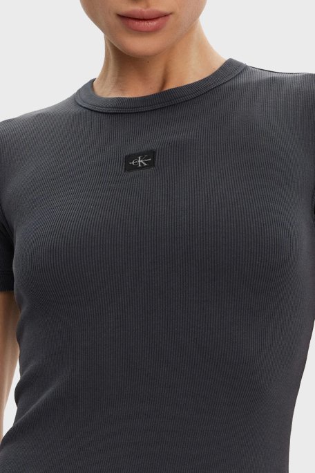 Calvin Klein Streç Pamuklu Slim Fit Bisiklet Yaka Mini Boy J20J225265PT2 Bayan Elbise J20J225265 PT2 SİYAH - 4