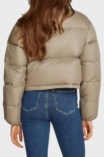 Calvin Klein Su İtici Kuş Tüyü Dolgulu Relaxed Fit Dik Yaka Crop Şişme J20J223577PAV Bayan Mont J20J223577 PAV GRİ - 5