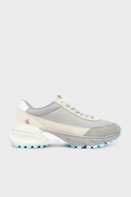 Calvin Klein Süet Detaylı Logolu Sneaker YW0YW018520IP Bayan Ayakkabı YW0YW01852 0IP Gri-Krem - 7