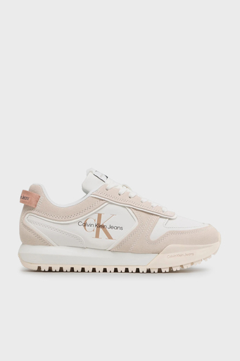 Calvin Klein Süet ve Deri Logolu Sneaker YW0YW0093403A Bayan Ayakkabı YW0YW00934 03A BEYAZ - 1