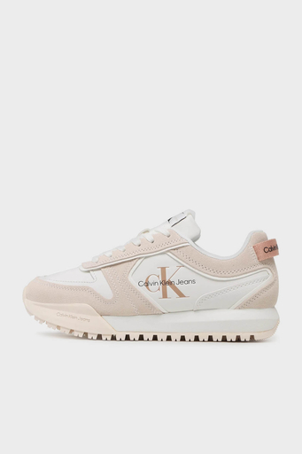 Calvin Klein Süet ve Deri Logolu Sneaker YW0YW0093403A Bayan Ayakkabı YW0YW00934 03A BEYAZ - 2