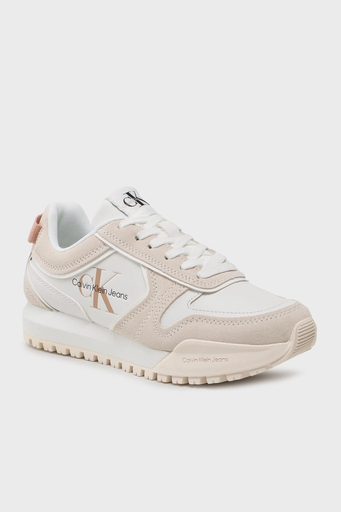 Calvin Klein Süet ve Deri Logolu Sneaker YW0YW0093403A Bayan Ayakkabı YW0YW00934 03A BEYAZ - 3