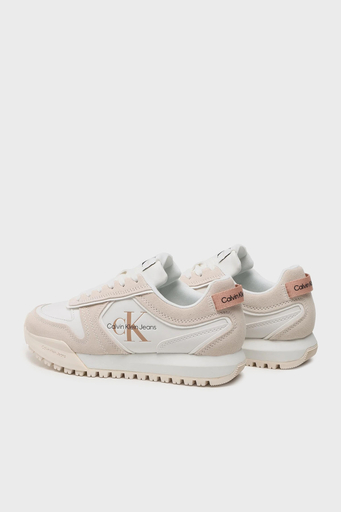 Calvin Klein Süet ve Deri Logolu Sneaker YW0YW0093403A Bayan Ayakkabı YW0YW00934 03A BEYAZ - 4
