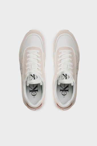 Calvin Klein Süet ve Deri Logolu Sneaker YW0YW0093403A Bayan Ayakkabı YW0YW00934 03A BEYAZ - 5