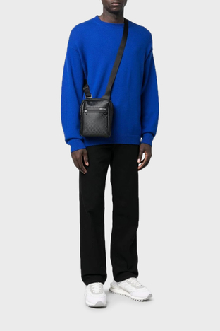 Calvin Klein - Calvin Klein Tamamı Logo Baskılı Ayarlanabilir Omuz Askılı Erkek Çanta K50K510031 01I SİYAH (1)