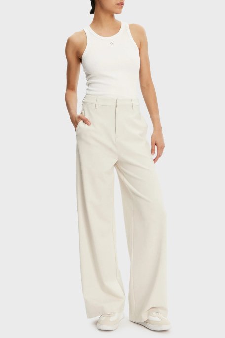Calvin Klein Wide Leg Orta Yüksek Bel Geniş Paça J20J225334ADA Bayan Pantolon J20J225334 ADA BEYAZ - 2