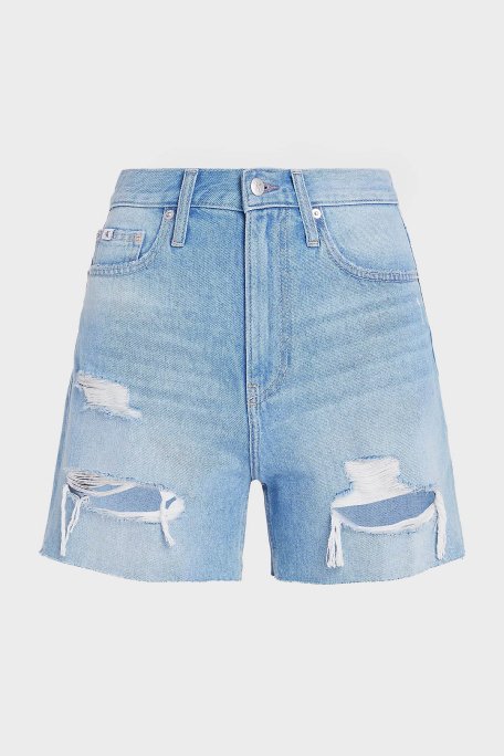 Calvin Klein Yırtık Detaylı Yüksek Bel Mom Denim J20J2228031AA Bayan Short J20J222803 1AA AÇIK MAVİ - 5